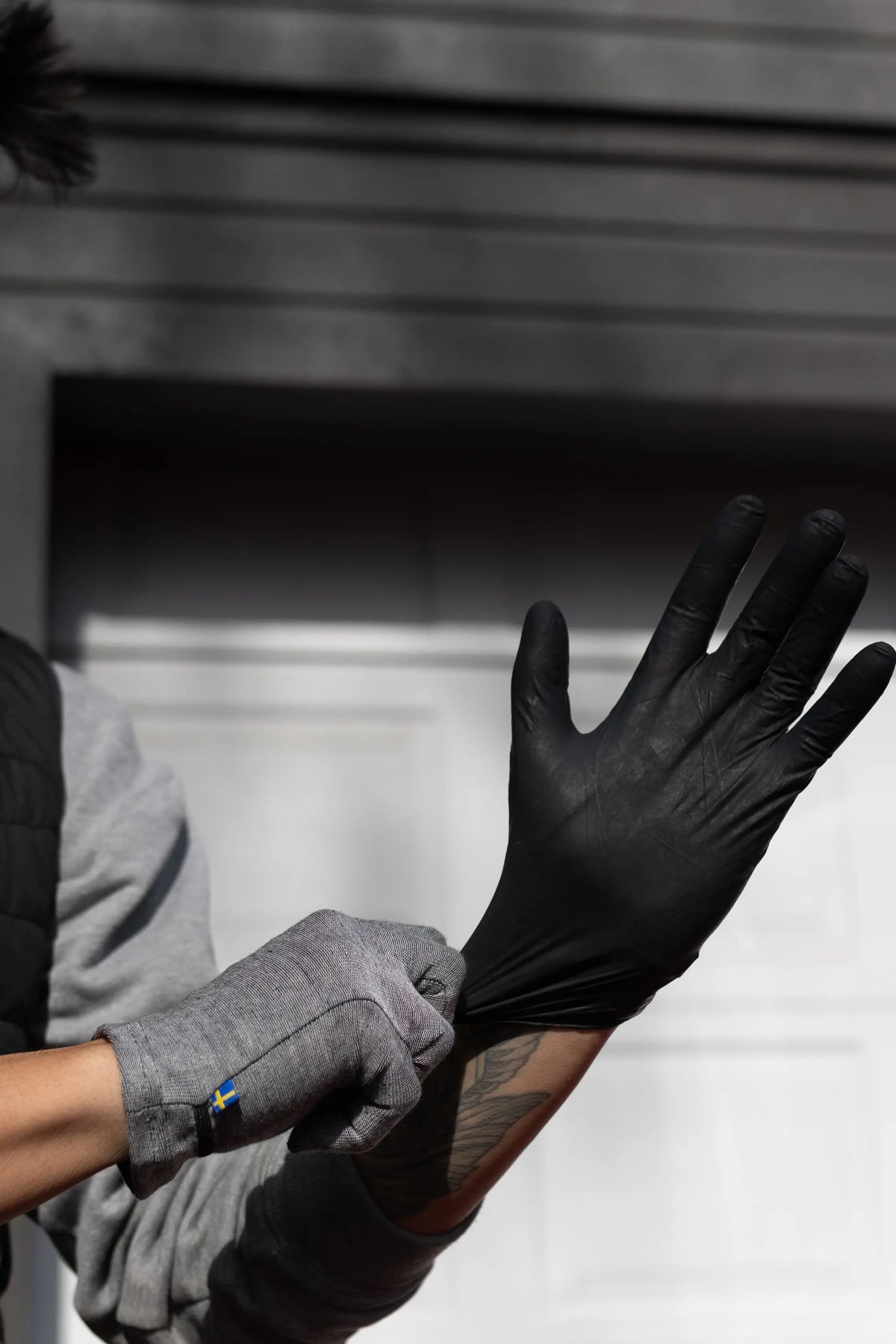 Hands after removing sealed gloves with a liner