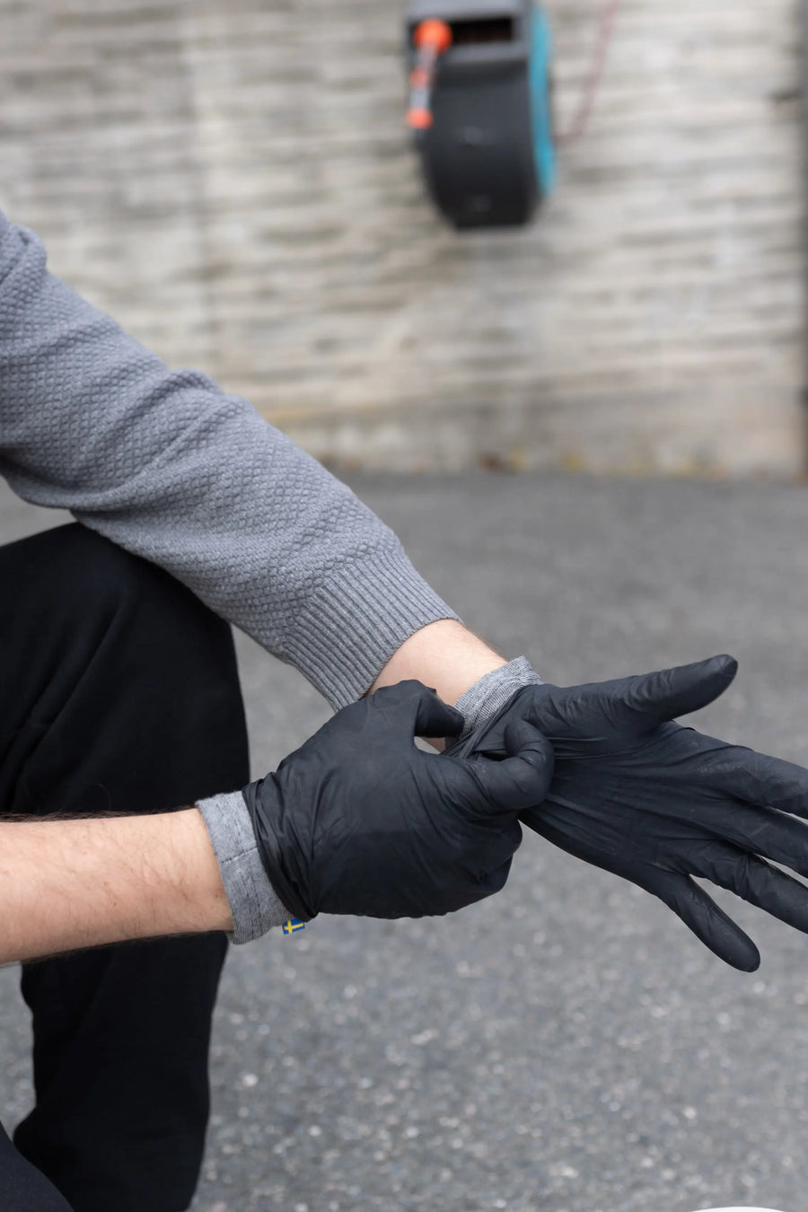 DRYE liner worn on hand before nitrile glove
